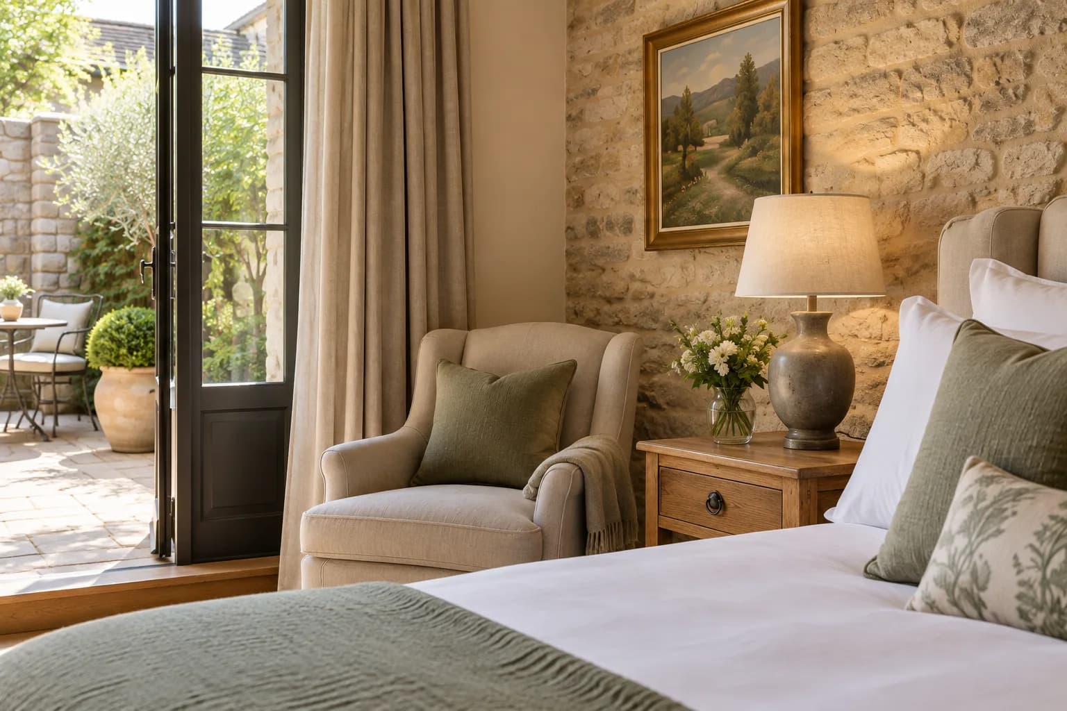 Courtyard Room: materials and furnishings