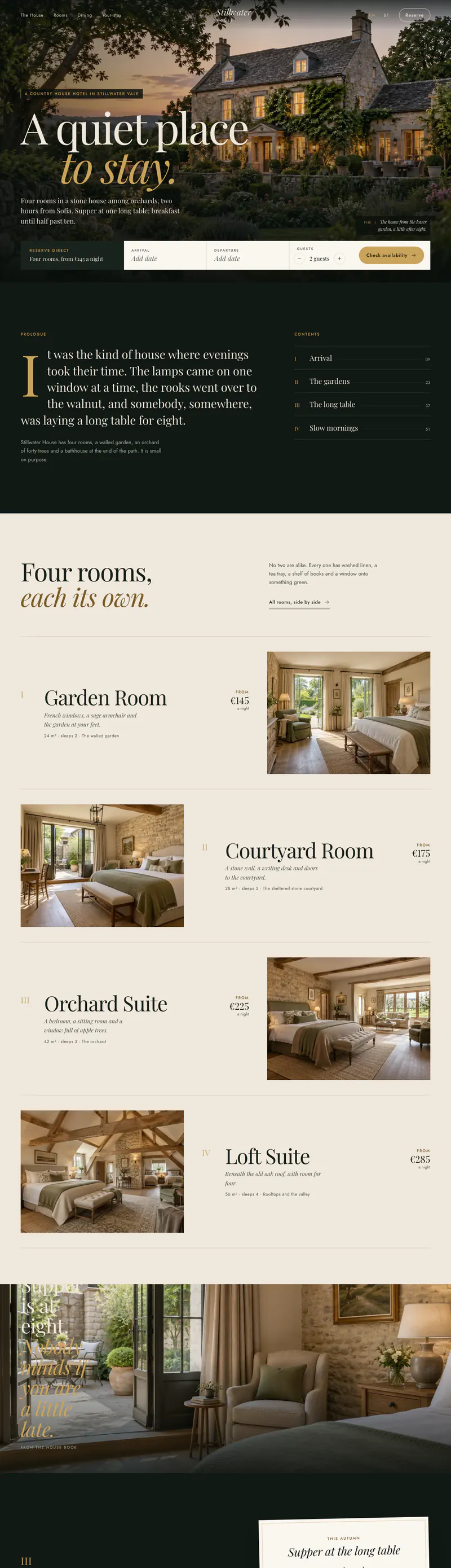 Stillwater House full homepage, desktop