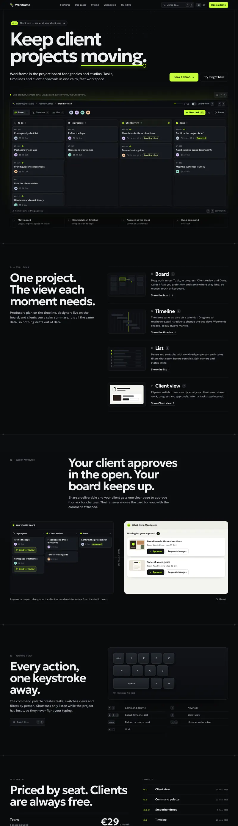 Workframe full homepage, desktop